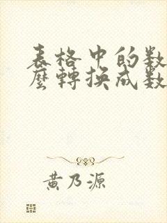表格中的数字怎么转换成数值