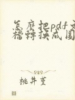 怎么把pdf文档转换成图片格式