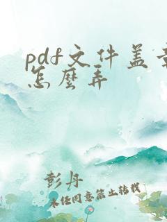 pdf文件盖章怎么弄