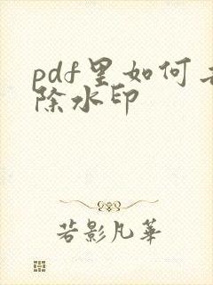 pdf里如何去除水印