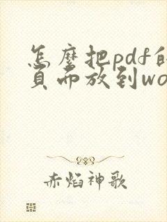怎么把pdf的页面放到word里