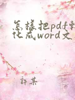 怎样把pdf转化成word文档