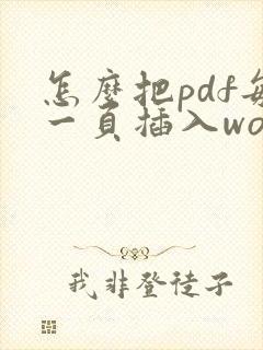 怎么把pdf每一页插入word