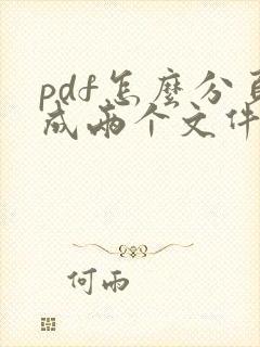 pdf怎么分页成两个文件