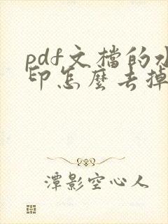 pdf文档的水印怎么去掉水印
