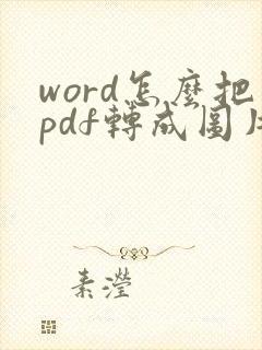 word怎么把pdf转成图片
