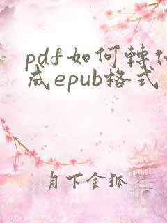 pdf如何转化成epub格式