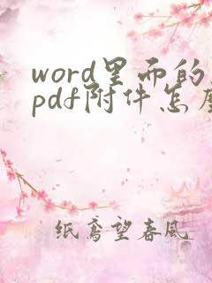 word里面的pdf附件怎么打开