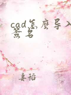 cad怎么导入签名