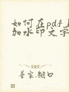 如何在pdf上加水印文字