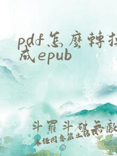 pdf怎么转换成epub