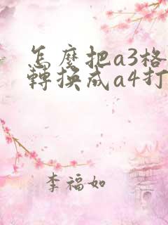 怎么把a3格式转换成a4打印