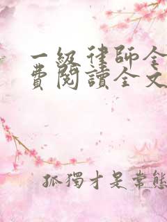 一级律师全集免费阅读全文