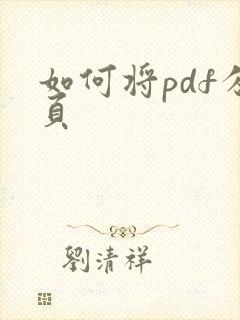 如何将pdf分页