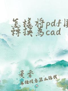 怎样将pdf图转换为cad