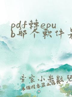 pdf转epub哪个软件最好用