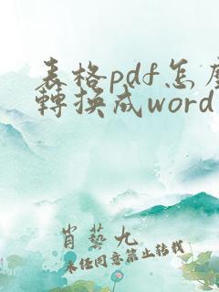 表格pdf怎么转换成word文档