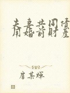 夫妻共同债务要用婚前财产偿还吗