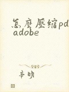怎么压缩pdf adobe