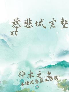 慈悲城完整版txt