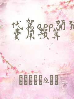 代驾app开发费用预算