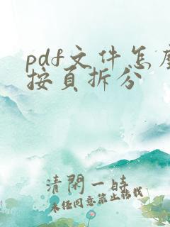 pdf文件怎么按页拆分