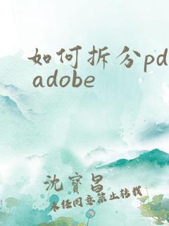 如何拆分pdf adobe
