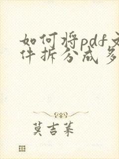 如何将pdf文件拆分成多页