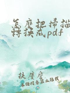怎么把扫描文件转换成pdf
