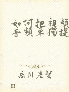 如何把视频中的音频单独提取出来