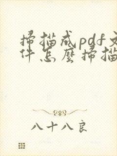 扫描成pdf文件怎么扫描