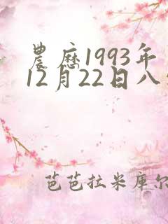 农历1993年12月22日八字算命