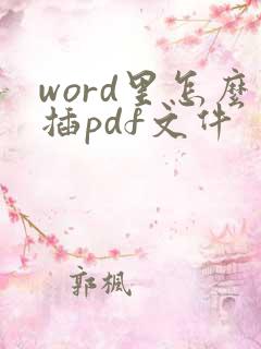 word里怎么插pdf文件