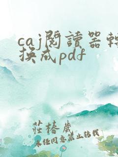 caj阅读器转换成pdf