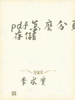 pdf怎么分页存储