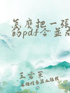 怎么把一张一张的pdf合并成一个