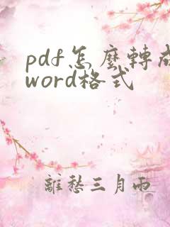 pdf怎么转成word格式