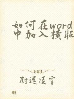 如何在word中加入横版和竖版文档