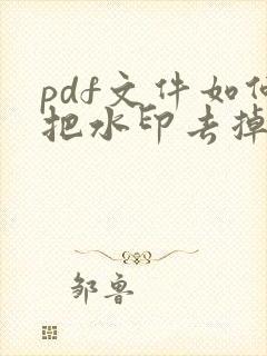 pdf文件如何把水印去掉