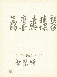 怎么去掉视频里的音乐保留人声