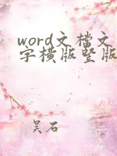 word文档文字横版竖版如何切换