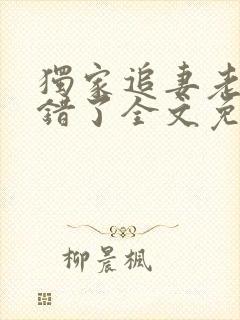 独家追妻老婆我错了全文免费阅读