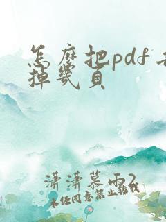 怎么把pdf去掉几页