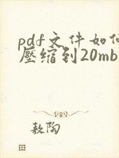 pdf文件如何压缩到20mb大小