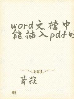 word文档中能插入pdf吗