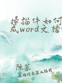 扫描件如何转换成word文档格式