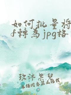 如何批量将pdf转为jpg格式
