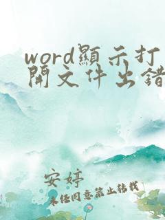 word显示打开文件出错