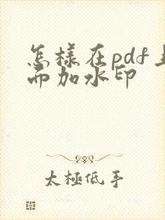 怎样在pdf上面加水印