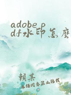adobe pdf水印怎么加